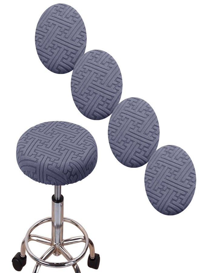 مجموعة أغطية مقاعد بار دائرية من لوسينويرت، 4 قطع، أغطية كراسي دائرية من قماش الجاكار المطاطي، مناسبة لكراسي البار مقاس 14-17 بوصة، مزودة بأربطة مطاطية، لون أزرق رمادي - Image 1